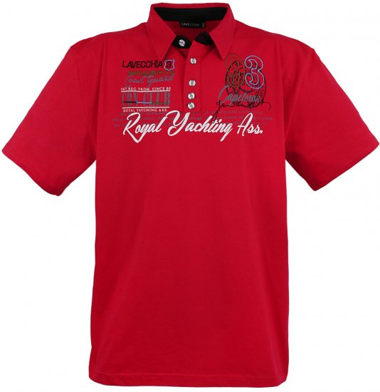 Lavecchia 4688 Printed Jersey Poloshirt Red - Pikétröjor - Stora pikétröjor - 2XL-8XL