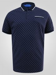 D555 Reid AOP Polo With Jacquard Collar, Pocket And Cuffs Mörkblå