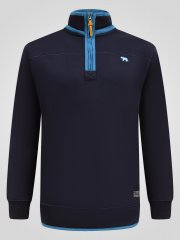 D555 Conway 2 1/4 Zip Neck Fleece Sweatshirt With Bear Logo Mörkblå