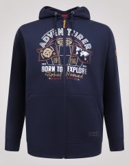 D555 Hector Adventurer Printed Zip Through Hoody Mörkblå