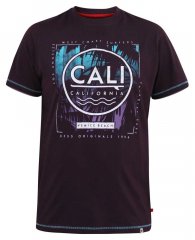 D555 NOVA Cali Surf Printed Crew Neck T-Shirt Plum