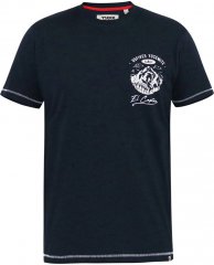 D555 GRAHAM YOSEMITE Chest And Back Printed Crew Neck T-Shirt Navy