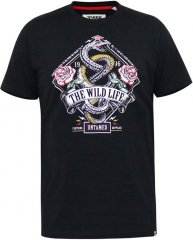 D555 MALCOM Snake And Roses Printed Crew Neck T-Shirt Black