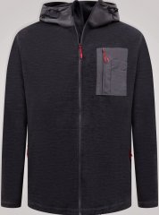 D555 Damien Micro Fleece Zip Through Hoody Svart/Grå