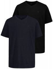 JP1880 711318 T-shirt med V-ringning 2-pack Svart/Mörkblå