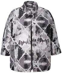 Ulla Popken 816673 Oversizekavaj i jacquard med 3/4-ärm Svart
