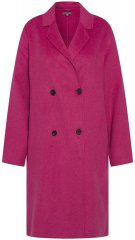 Ulla Popken 816744 Dubbelknäppt kappa i ullook Rosa