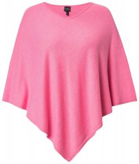 Ulla Popken 820512 Stickponcho i ullmix med V-ringning Ljusrosa