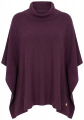 Ulla Popken 820620 Ponchotröja med polokrage Plommon