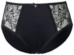 Ulla Popken 822864 Blommiga trosor med spets Svart
