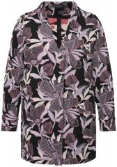 Ulla Popken 823967 Blommig jacquardkavaj med 3/4-ärm Svart