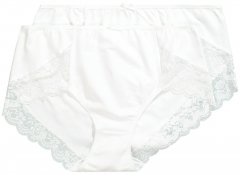 Ulla Popken 824106 Boxertrosor med spets 2-pack Vit