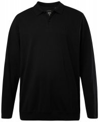 JP1880 827115 Långärmad pikétröja med magpassform Svart