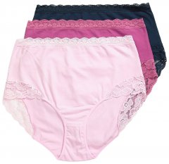 Ulla Popken 831866 Trosor med hög midja och spets 3-pack Mörkblå