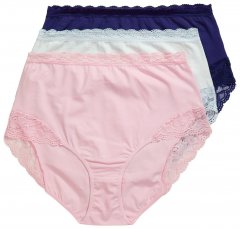 Ulla Popken 831866 Trosor med hög midja och spets 3-pack Kungsblå