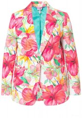 Ulla Popken 835230 Blommig kavaj i bomull Röd