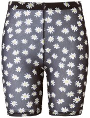 Ulla Popken 836803 Blommiga skavskyddsshorts Svart