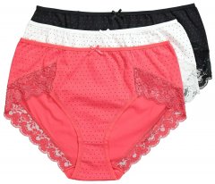 Ulla Popken 837080 Trosor med hög midja och spets 3-pack Rosa