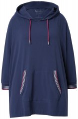 Ulla Popken 837190 Loungeponcho med huva Mörklila