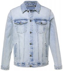 Men+ 394 Jeansjacka med bröstfickor Ljusblå