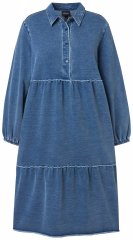 Ulla Popken 840972 Sweatklänning med volanger Indigo