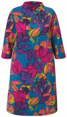 Ulla Popken 843180 Blommig jerseyklänning Petrol