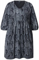 Ulla Popken 844945 Mönstrad jerseyklänning Svart