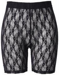 Ulla Popken 845290 Blommiga skavskyddsshorts med spets Svart
