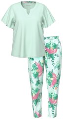 Ulla Popken 846971 Mönstrad pyjamas Ljusgrön
