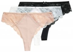 Ulla Popken 848522 Stringtrosor med spets 3-pack Svart