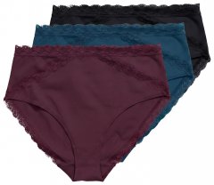 Ulla Popken 848803 Trosor med spets 3-pack Vinröd