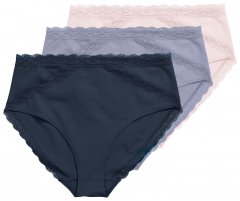 Ulla Popken 848803 Trosor med spets 3-pack Ljusblå