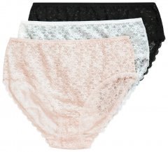 Ulla Popken 849194 Blommiga trosor med spets 3-pack Svart