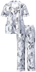 Ulla Popken 850441 Mönstrad pyjamas Benvit