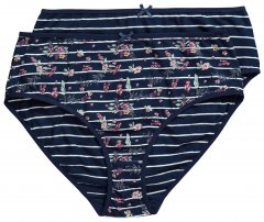 Ulla Popken 850538 Blommiga trosor i ekologisk bomull 2-pack Mörkblå