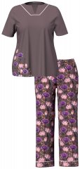 Ulla Popken 850903 Blommig pyjamas 2-pack Brun