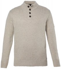 JP1880 851436 Stickad tröja med knappar i kragen Nötbrun TALL