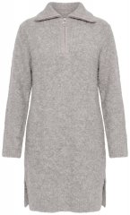 Ulla Popken 851563 Långärmad stickad klänning Beige