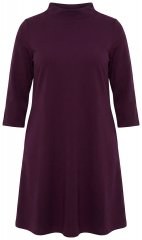 Ulla Popken 851664 Jerseyklänning med polokrage Plommon