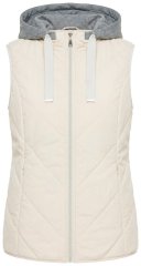 Ulla Popken 851781 Quiltad väst med huva Benvit