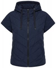 Ulla Popken 851785 Oversize quiltad väst med huva Mörkblå