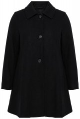 Ulla Popken 851827 Utsvängd kappa i ullook Svart
