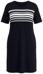 Ulla Popken 852079 Randig T-shirtklänning Svart