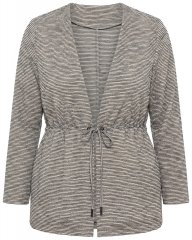 Ulla Popken 852086 Randig kofta med dragsko Taupe