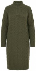 Ulla Popken 852121 Långärmad stickad klänning med polokrage Khaki