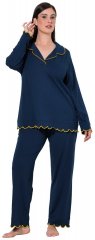 Ulla Popken 852573 Pyjamas med skjortkrage Mörkblå