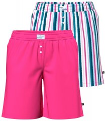 Ulla Popken 852752 Randiga pyjamasshorts 2-pack Rosa