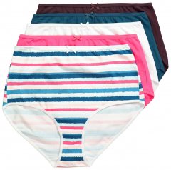 Ulla Popken 852761 Randiga trosor med hög midja 5-pack Petrol