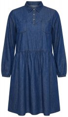 Ulla Popken 852768 A-linjeformad jeansklänning med fickor Denimblå