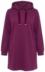 Ulla Popken 853652 Långärmad sweatklänning med huva Bärröd